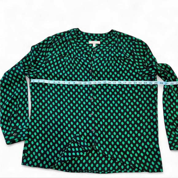 Banana Republic Black and Green Polka Dot Long Sleeve Blouse, Women’s XL - Picture 5 of 6